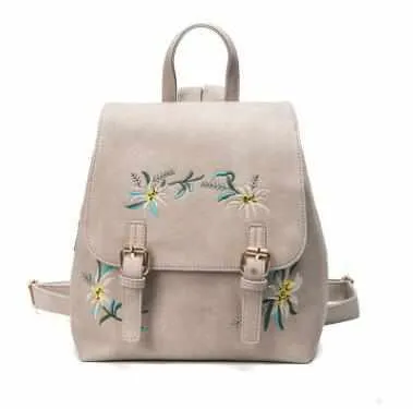 Women Leather Small Backpacks - Small Floral School bags for Girls