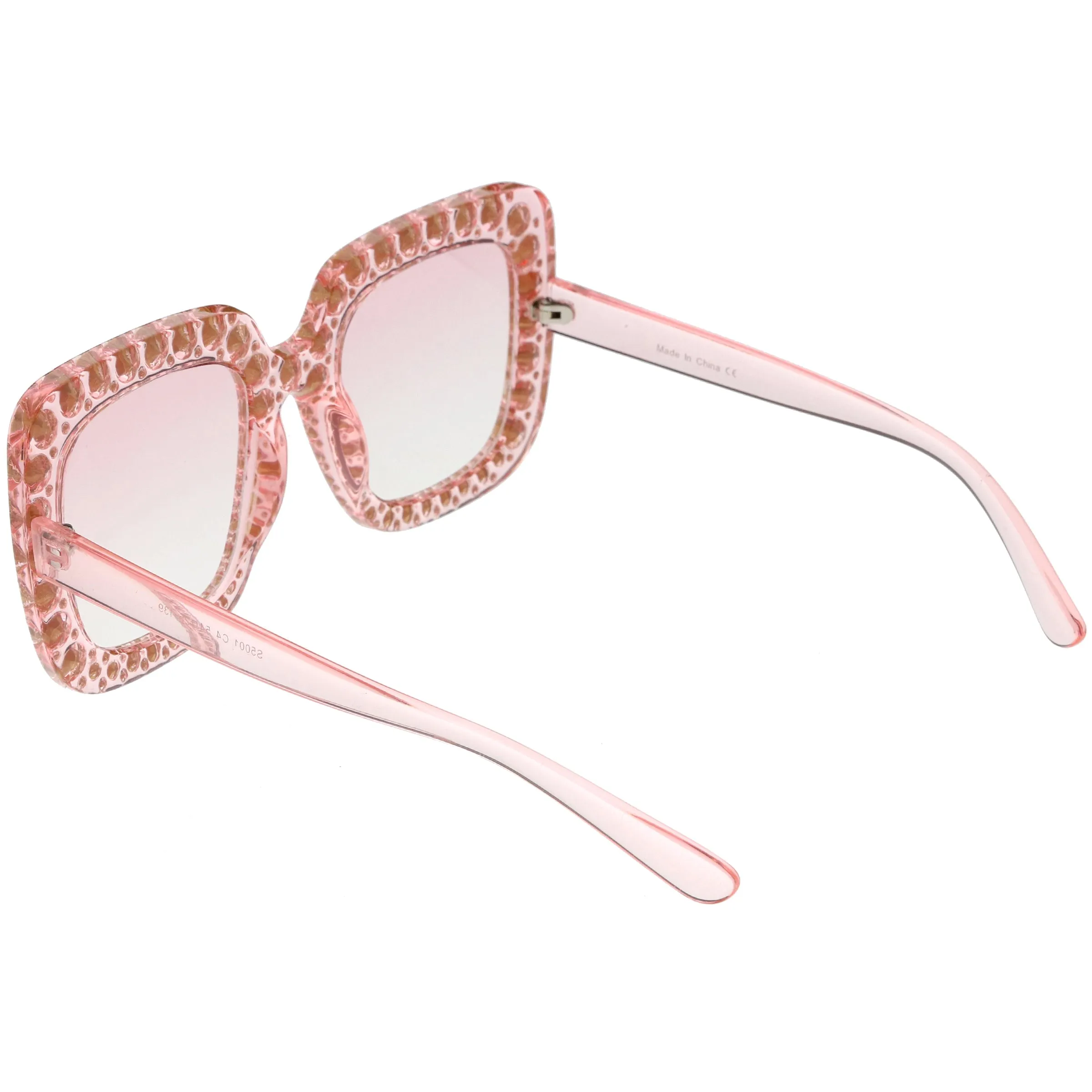 Women's Oversize Glamorous Crystal Rhinestone Square Sunglasses C586
