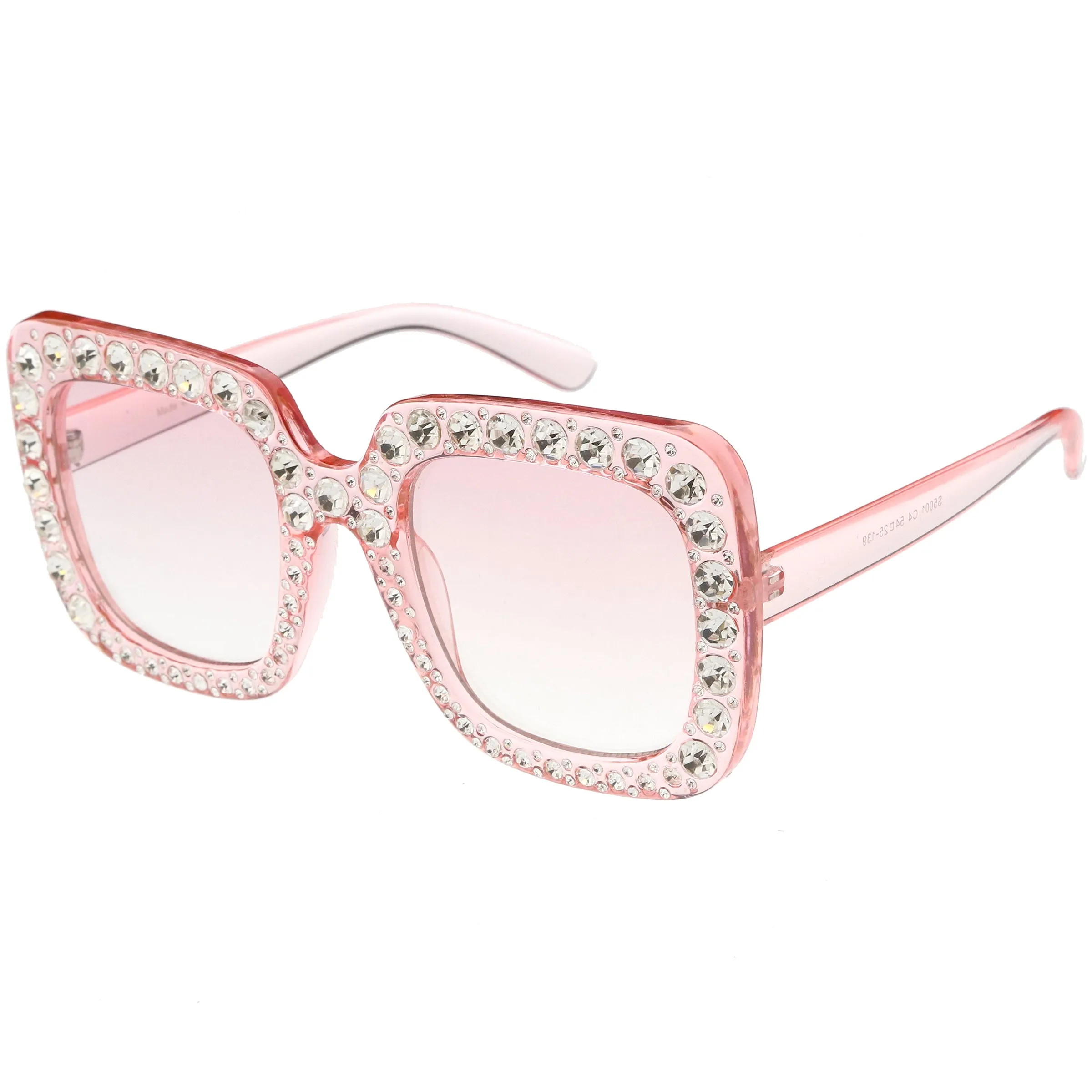 Women's Oversize Glamorous Crystal Rhinestone Square Sunglasses C586