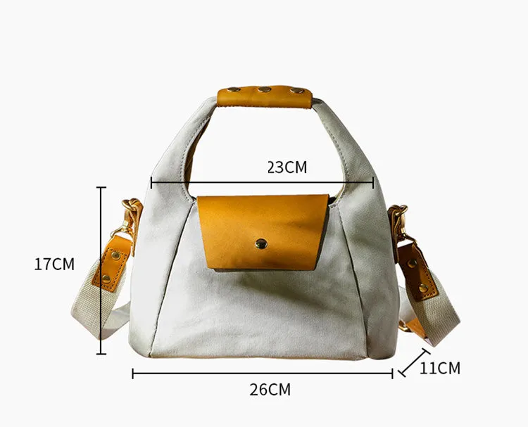 Womens Vintage Canvas Crossbody Purse Leather Canvas Shoulder Bag