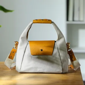Womens Vintage Canvas Crossbody Purse Leather Canvas Shoulder Bag