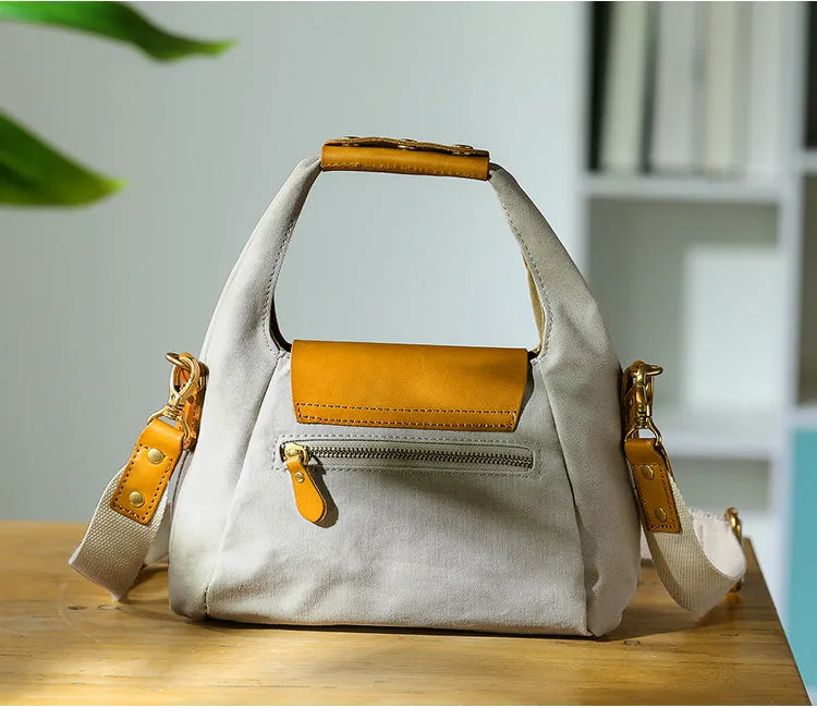 Womens Vintage Canvas Crossbody Purse Leather Canvas Shoulder Bag
