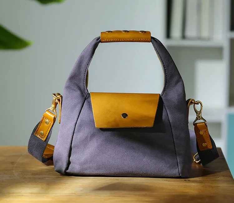 Womens Vintage Canvas Crossbody Purse Leather Canvas Shoulder Bag