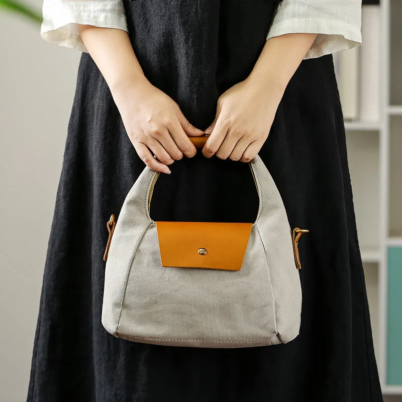 Womens Vintage Canvas Crossbody Purse Leather Canvas Shoulder Bag
