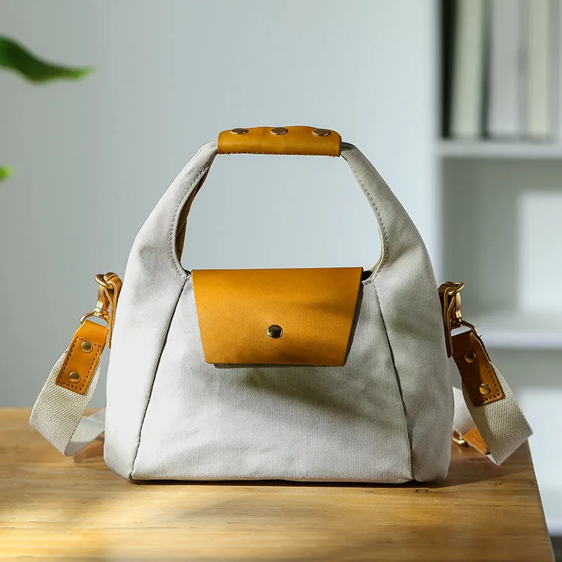 Womens Vintage Canvas Crossbody Purse Leather Canvas Shoulder Bag
