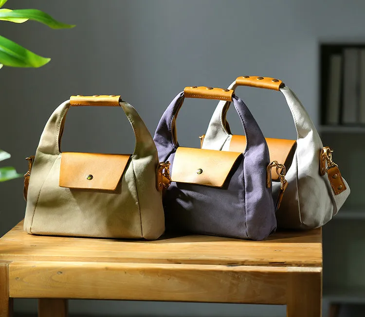 Womens Vintage Canvas Crossbody Purse Leather Canvas Shoulder Bag
