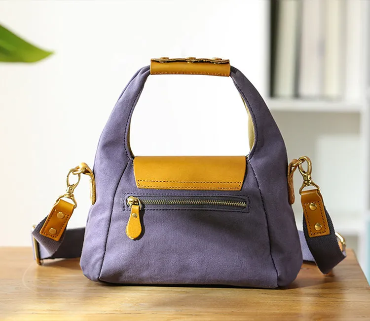 Womens Vintage Canvas Crossbody Purse Leather Canvas Shoulder Bag
