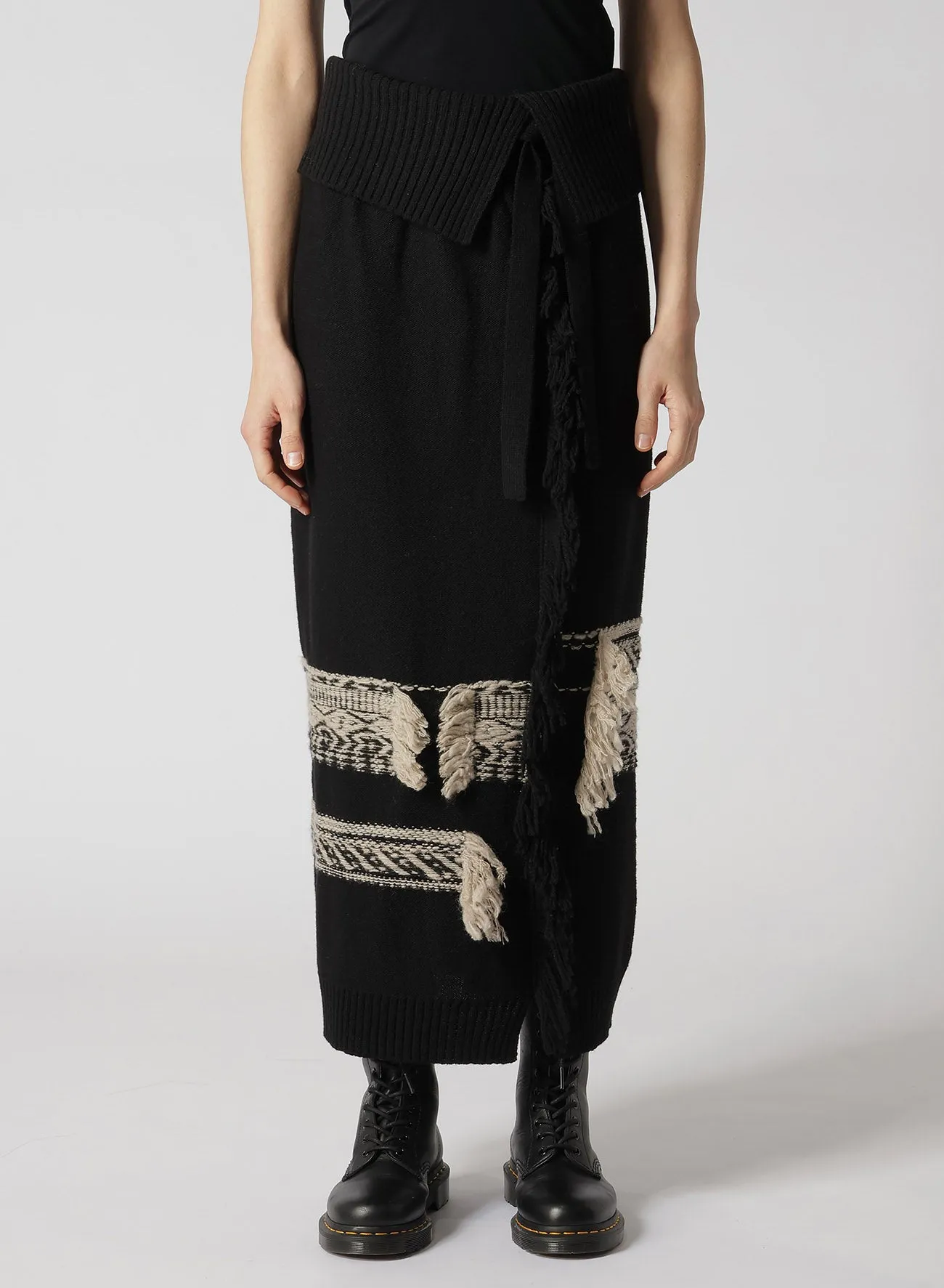 WOOL BLEND JACQUARD SKIRT