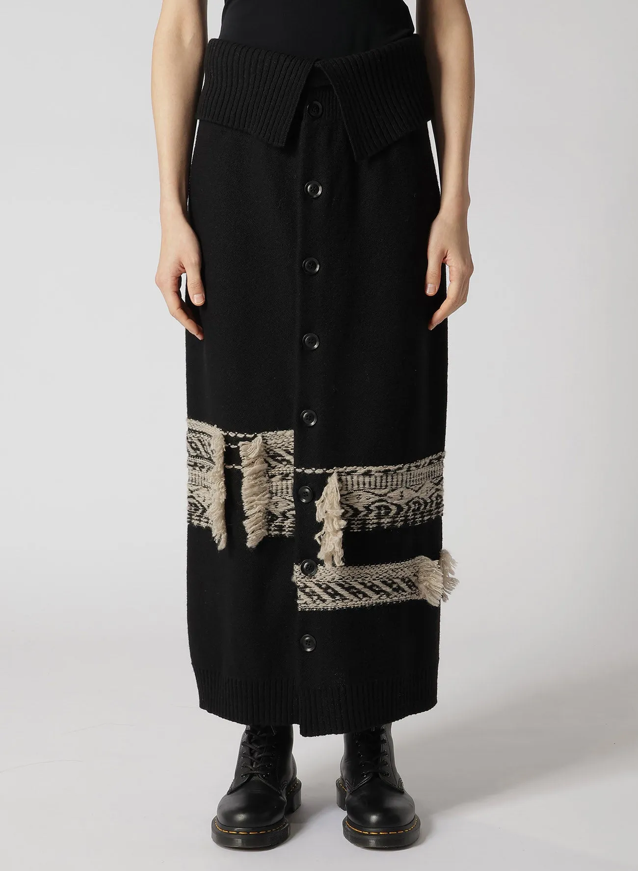 WOOL BLEND JACQUARD SKIRT