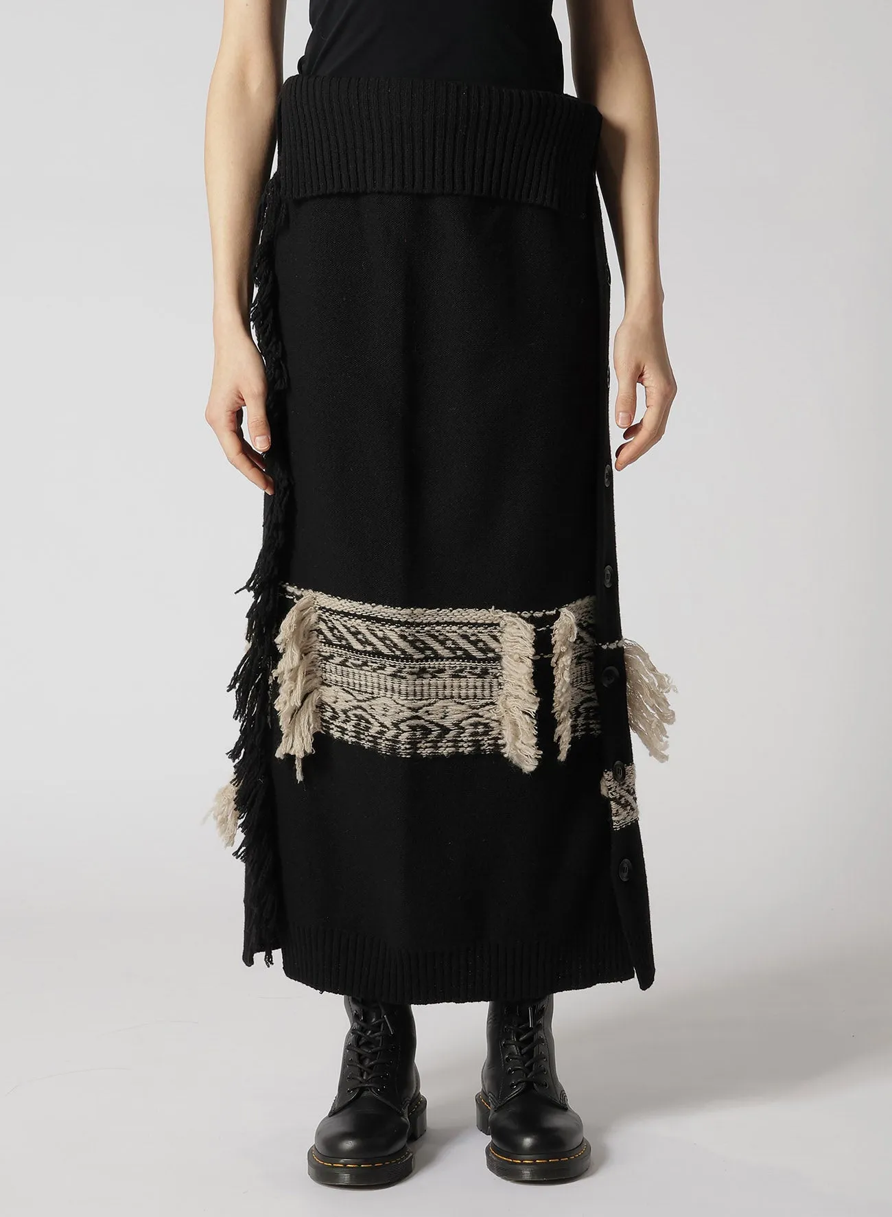 WOOL BLEND JACQUARD SKIRT