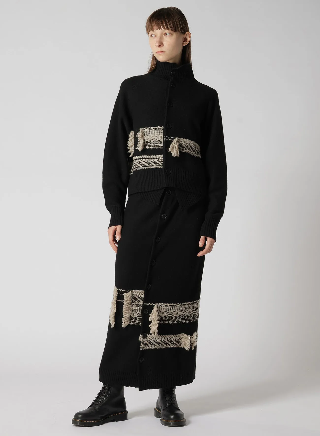 WOOL BLEND JACQUARD SKIRT