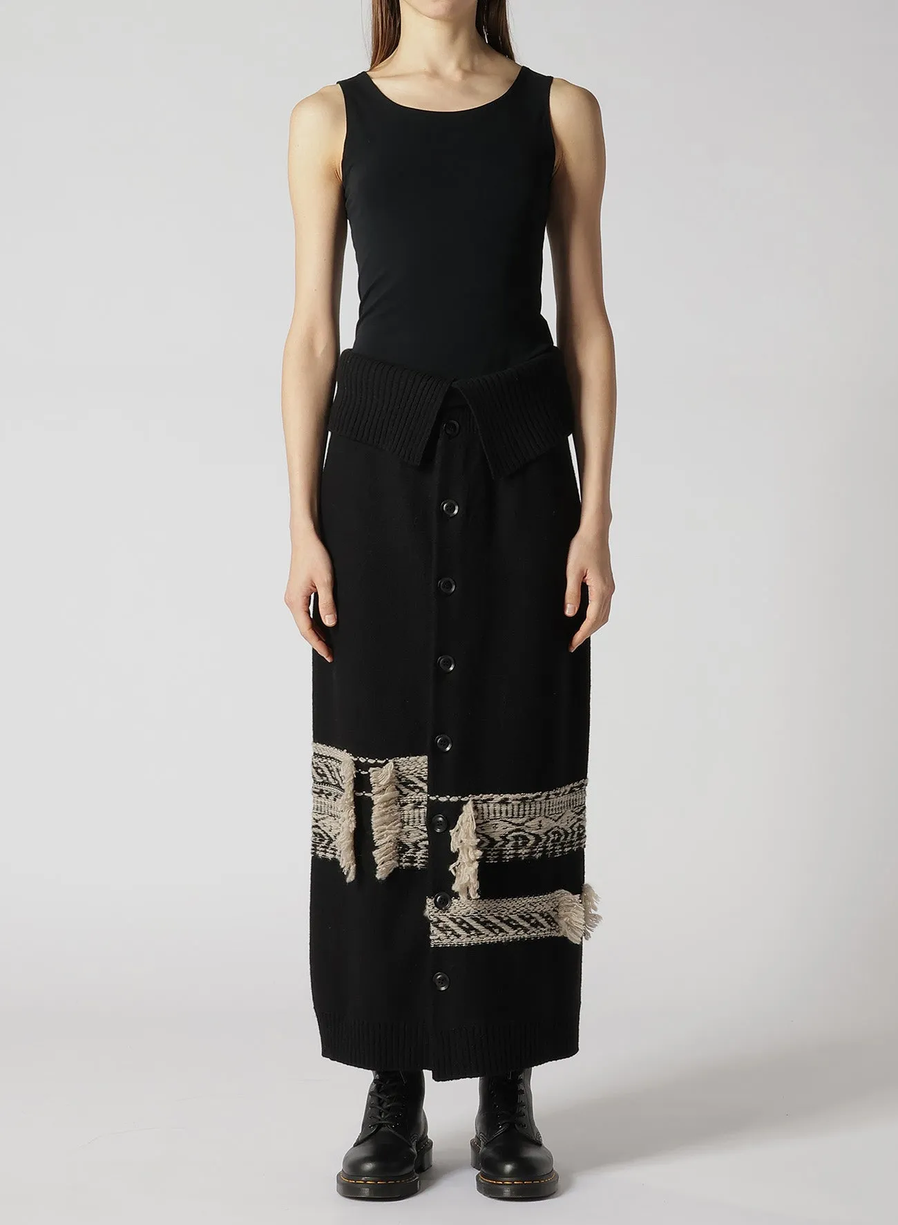 WOOL BLEND JACQUARD SKIRT