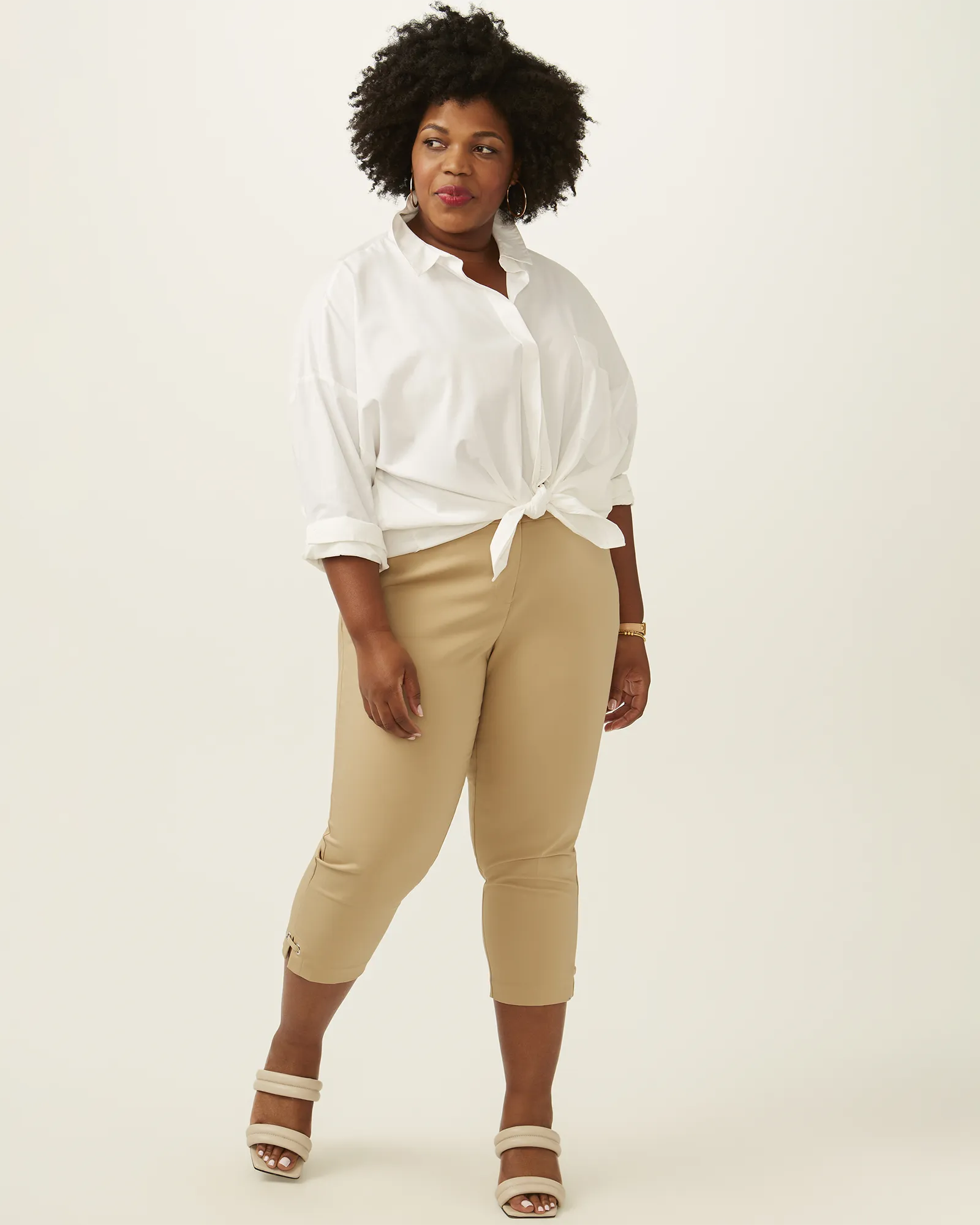 Worth Satin Twill Capri | Tan