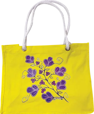 Yellow Floral Rope Tote