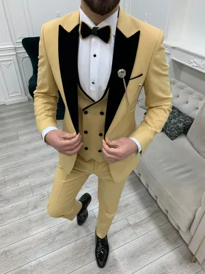 Yellow Slim Fit Groom Wedding Tuxedo Suit for Men | GentWith