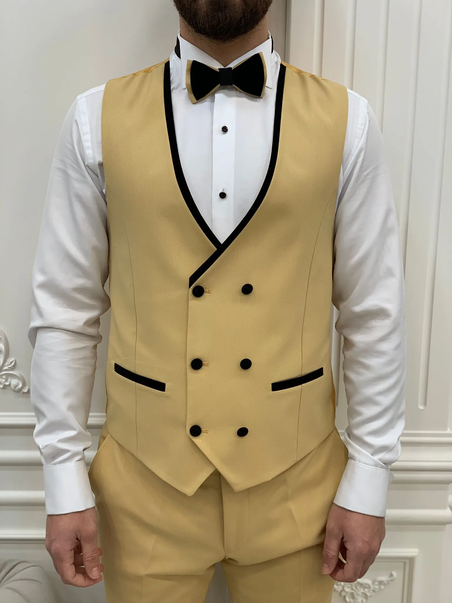 Yellow Slim Fit Groom Wedding Tuxedo Suit for Men | GentWith