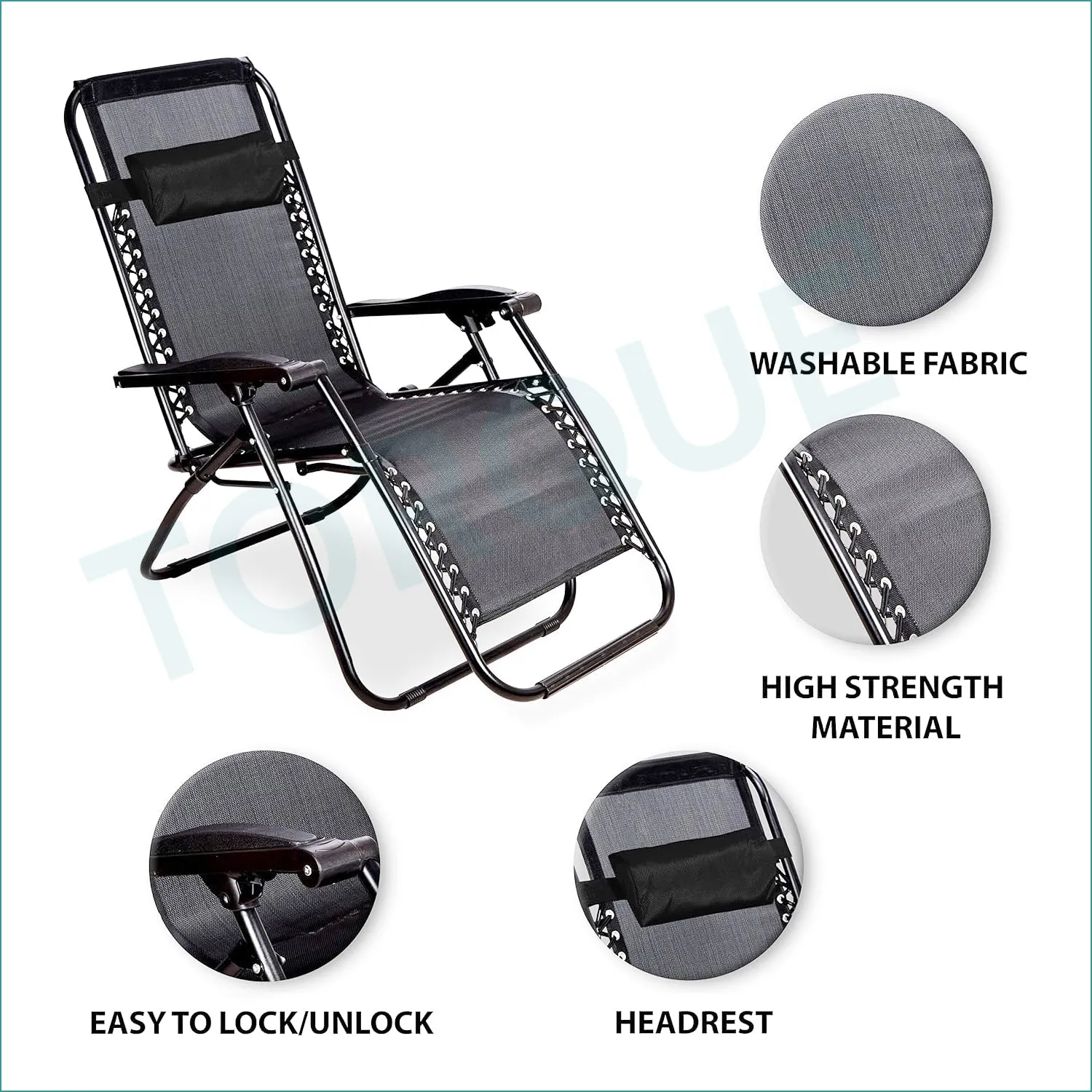Zero Gravity Reclining Lounge Chair with Arm Rest and Pillow